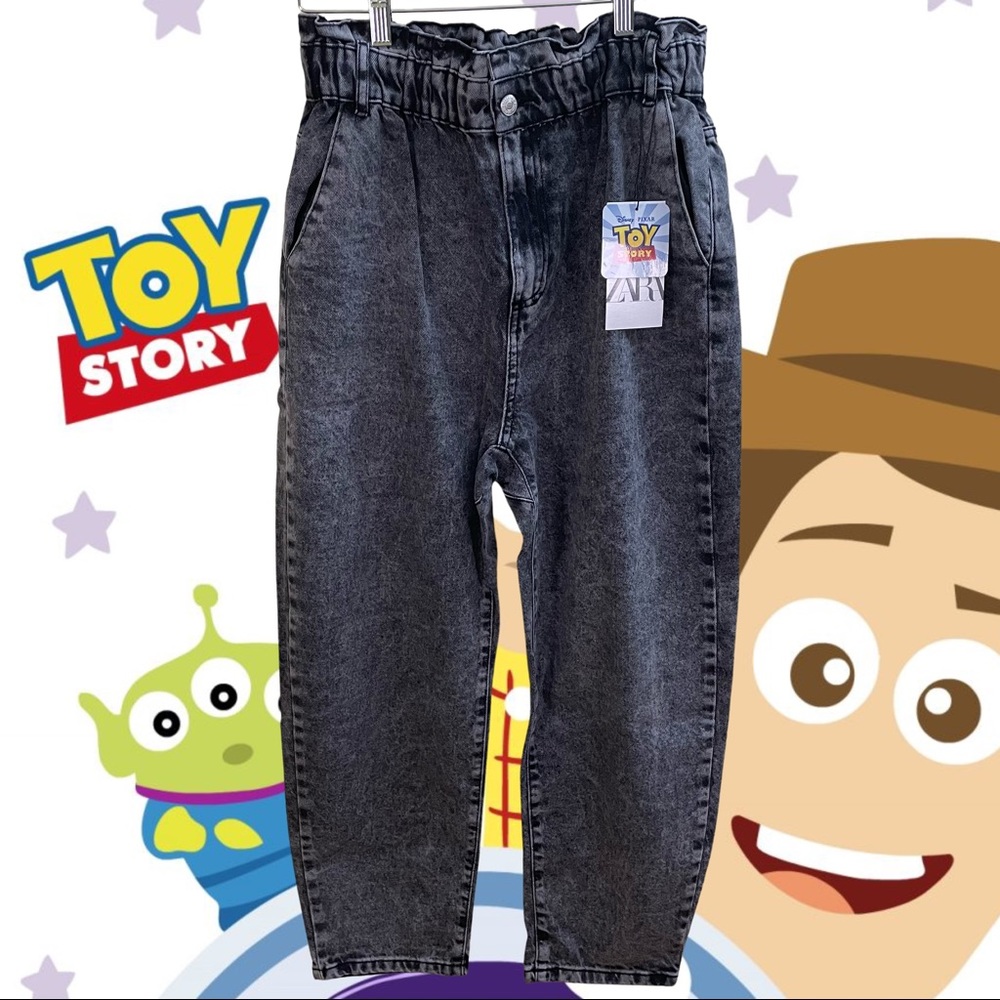 ZARA Disney PIXAR Toy Story Denim Collection Paper Bag Jeans Size 8